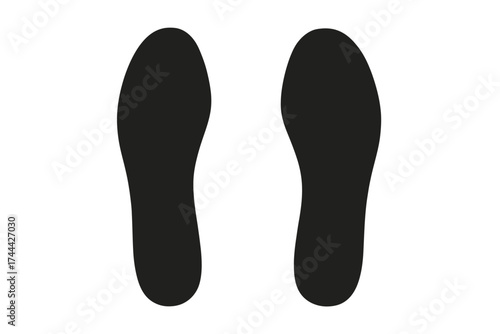 Silhouette of left and right shoe insoles on white background