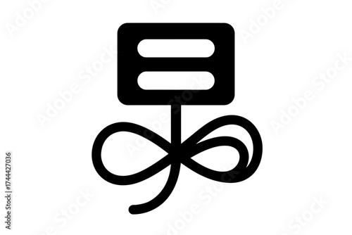 Minimalist icon design featuring desk and bow symbols