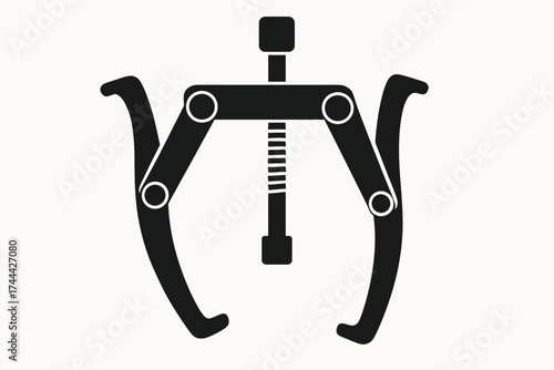 Black gear puller icon on white background with mechanical tool design