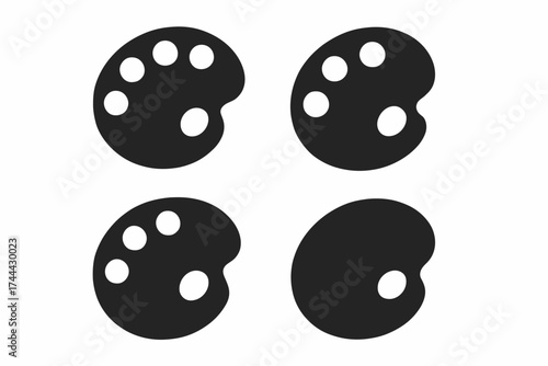 Minimalist black and white art palettes on white background