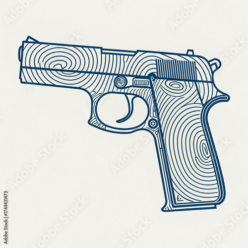hand drawn vector illustration of a gun