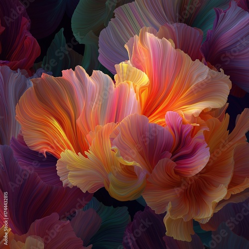Vibrant Abstract Floral Petals with Rich Color Gradients