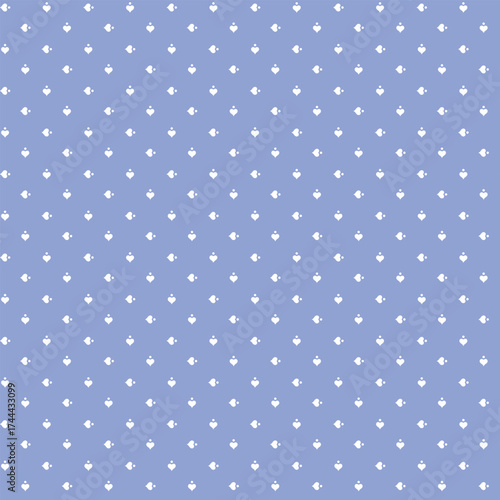 Seamless pattern with small hearts and dots on a light blue background