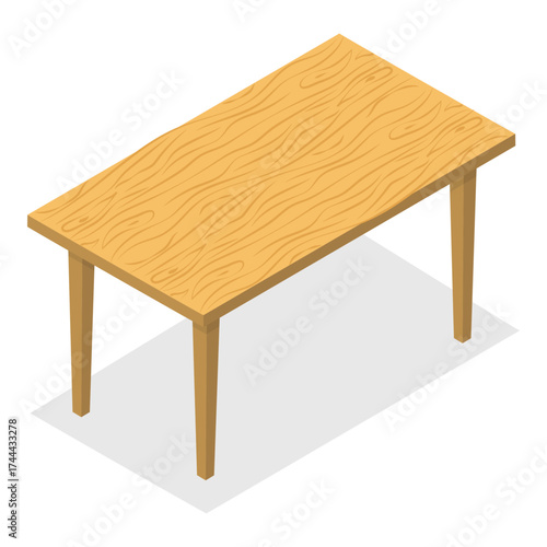 3D Isometric Flat Vector Illustration of Tables Collection, Wooden Furniture. Item 4
