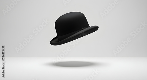 Obraz na płótnie Floating black hat with separated shadow, isolated on white background