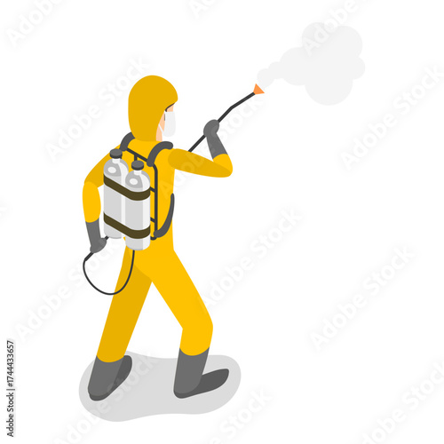 3D Isometric Flat Vector Illustration of Disinfection Service, Safe And Healthy Environment. Item 9