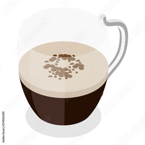 3D Isometric Flat Vector Set of Coffee Beverages, Cafe Menu. Item 6