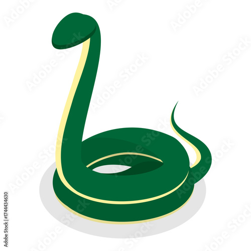 3D Isometric Flat Vector Illustration of Colorful Poisonous Snakes, Vivid Toxic Serpents. Item 3