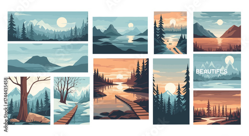 set of summer banners