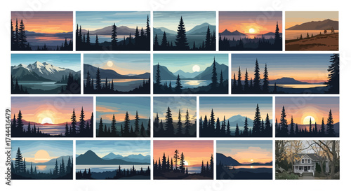collage of sunrise in mountains