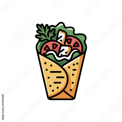 Chicken wrap icon vector on White Background Vector Art Illustration on white background.