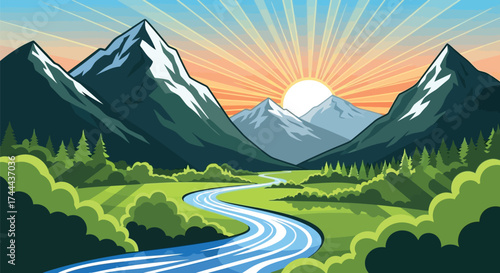 mountain landscape with mountains and clouds