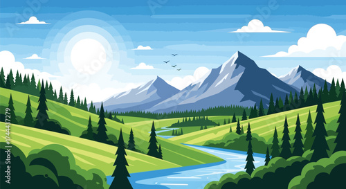 landscape with mountains and blue sky