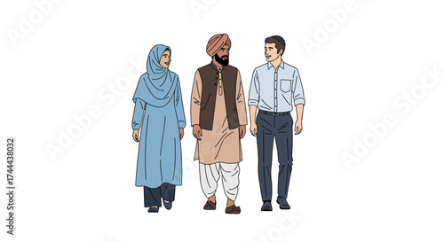 Diverse group walks together promoting unity, understanding, and global connection in modern society