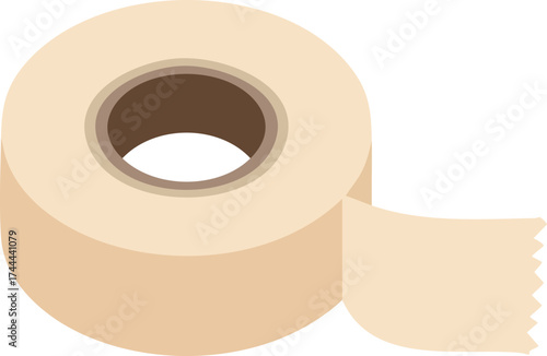Roll of beige medical adhesive tape for first aid and bandaging use in healthcare and home settings vector illustration 