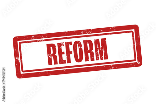 Foto Reform (reform) - A red stamp, isolated on white background.