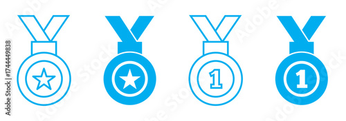 Black Award Badges, Medals, Ribbons, Shields, and Star Icons for Achievement, Recognition, Honor, Trophy Design, and Vector Graphic Projects