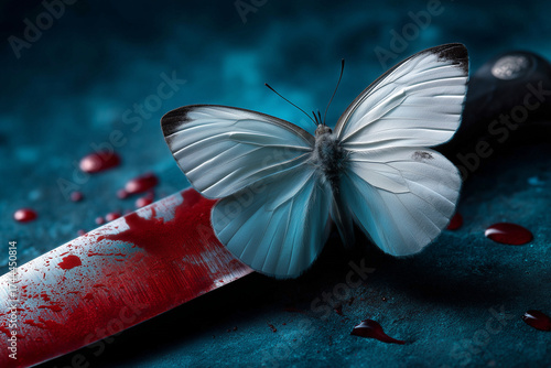 butterfly on a blood knife