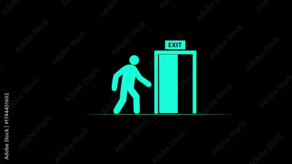 exit symbol emergency exit symbol, Simple pictogram of human and open ...