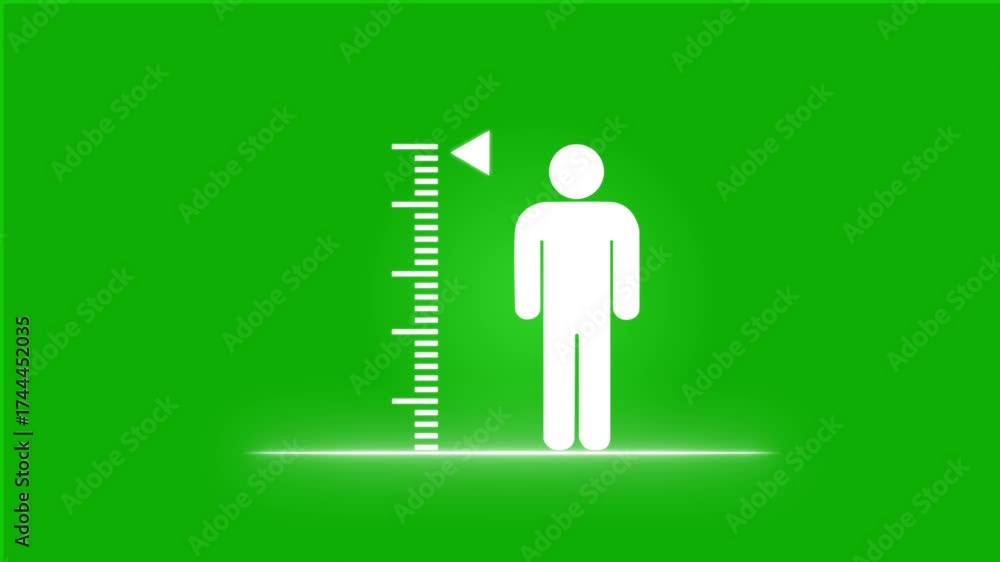 Measuring height body icon, man tall scale measuring animation ...