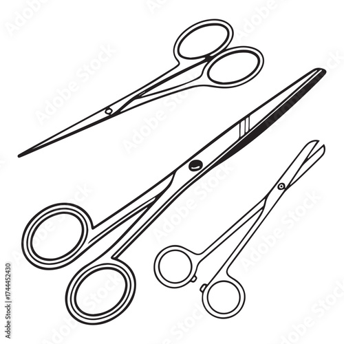 surgical scissors  vector icon set outline