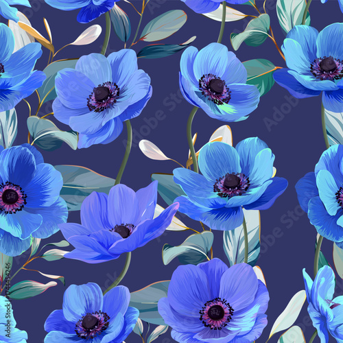 Pattern with summer and spring flowers. Vector floral pattern with bright flowers. For paper, fabric, packaging and interior design. 