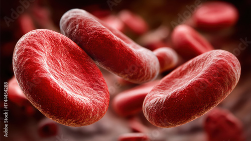 Red blood cells, erythrocytes, in vessels, microscopic image