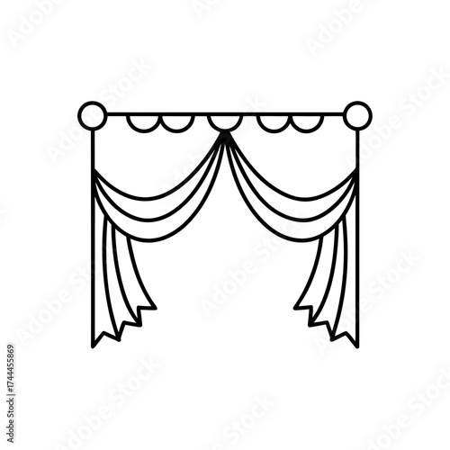 Outline of a stage curtain set on transparent background