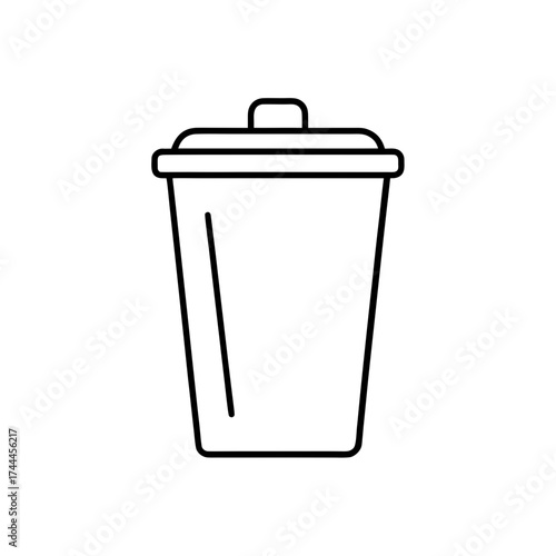 Simple outline of trash bin on transparent background