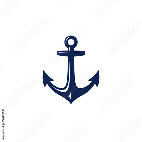 Classic Navy Blue Nautical Anchor Vector Illustration