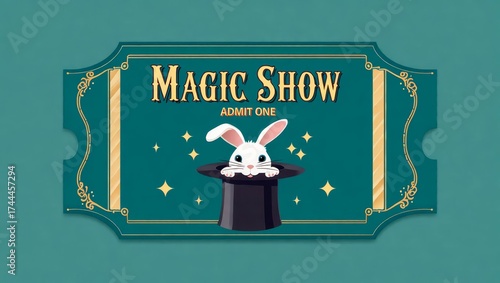 A colorful vintage circus ticket. Striped circus tent in the center, decorative elements.