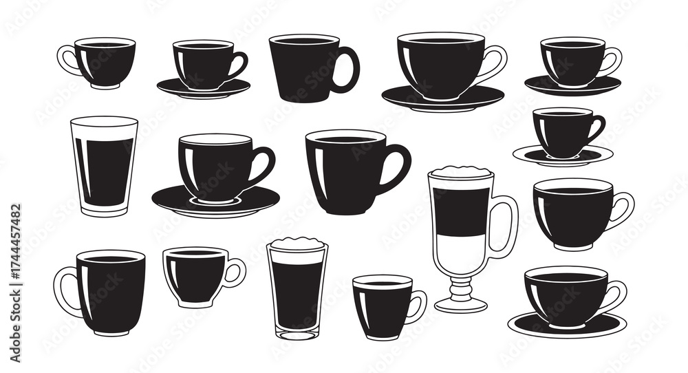 Fototapeta premium Set of Cup design silhouette vector
