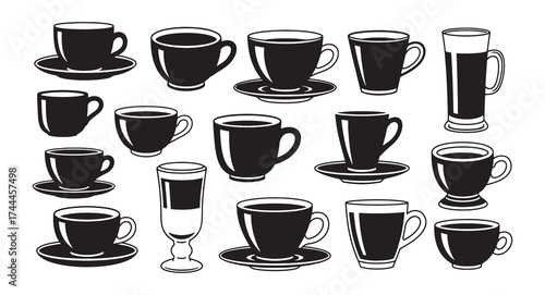 Wallpaper Mural Set of Cup silhouette vector illustration Torontodigital.ca