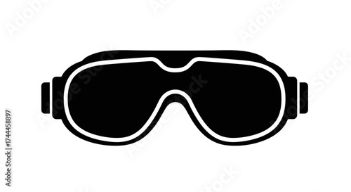Black Silhouette of Ski Goggles or Safety Glasses.