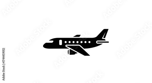 Airplane Silhouette Modern Aviation and Air Travel Icon.