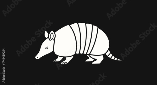 Armadillo Silhouette on Black Background A Simple Illustration.