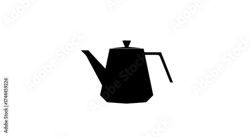 Black coffee kettle silhouette isolated on white background simple design.