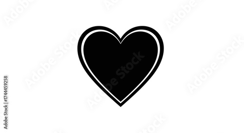 Black Heart Symbol Isolated on White Background.