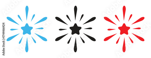 Star Burst Vector Icons, Sparkle or Shine Effect for Rating and Achievement Symbols, Celebration Graphic Elements