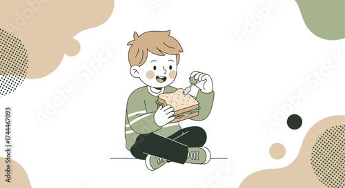 A Child Joyfully Prepares and Eats a Fresh, Delicious Handcrafted Sandwich