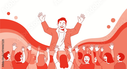 A Cheerful Leader Receives Support From A Vibrant And Supportive Crowd