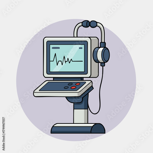 Detailed Line Art Medical Ventilator Machine Healthcare Equipment Illustration