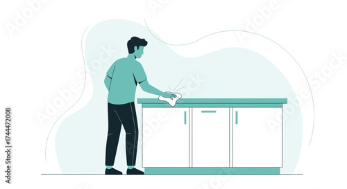 A Person Sanitizes A Surface, Maintaining Cleanliness And Hygiene In Any Environment