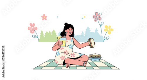 A Pleasant Outdoor Picnic Moment With Delicious Food and Refreshing Beverages  Enjoyment