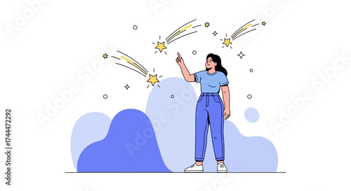 A Woman Gazing At The Magical Celestial Stars Represents Dreams And Aspiration