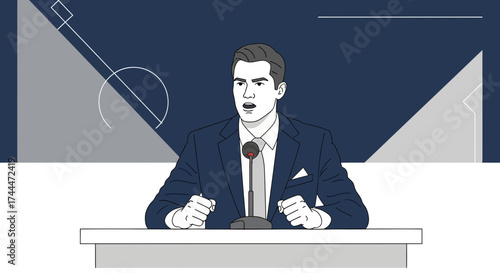 A Professional Public Speaker Addressing An Audience During A Formal Presentation Session