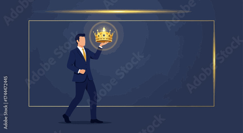 A Regal Business Executive Displays Golden Crown Symbolizing Leadership And Success