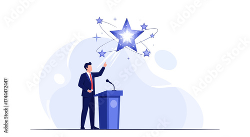 A Prowess Of Achievement: A Star-Studded Leader Achieving A Triumph Displaying Victory