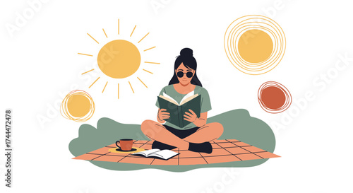 A Relaxing Afternoon Reading Outdoors: Enjoying Literature Under the Sunny Sky