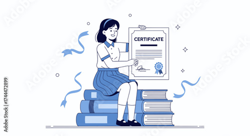 A Student Celebrates Academic Achievement With A Certificate After Hard Work and Dedication